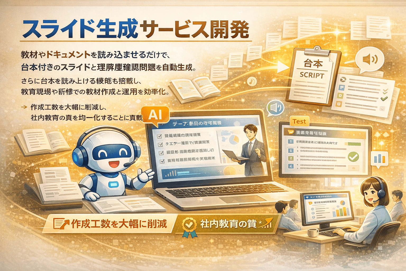 スライド生成サービス開発の導入事例イメージ